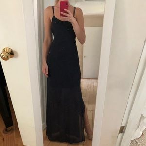 Nell dark navy maxi dress with side slits